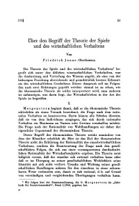 Über den Begriff der Theorie der Spiele und des wirtschaftlichen Verhaltens