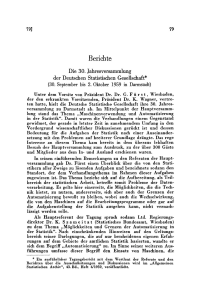 Die 30. Jahresversammlung der Deutschen Statistischen Gesellschaft (30. September bis 2. Oktober 1959 in Darmstadt)