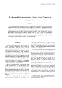The Demand for Evaluation from a Public Choice Perspective
