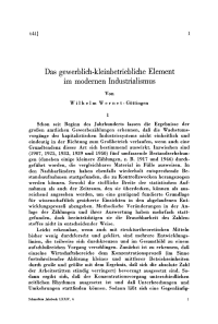 Das gewerblich-kleinbetriebliche Element im modernen Industrialismus