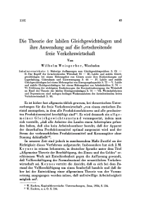 Die Theorie der labilen Gleichgewichtslagen und ihre Anwendung auf die fortschreitende freie Verkehrswirtschaft