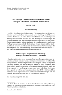 Gleichwertige Lebensverhältnisse in Deutschland – Konzepte, Strukturen, Tendenzen, Korrelationen