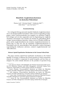 Räumliche Ausgleichsmechanismen im deutschen Föderalstaat