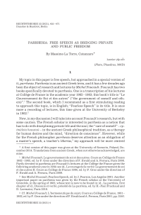 Parrhesia: Free Speech as Bridging Private and Public Freedom