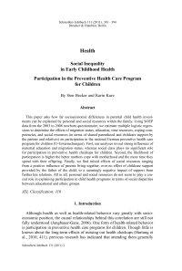 Social Inequality in Early Childhood Health – Participation in the Preventive Health Care Program for Children