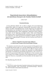 Tripartistische konzertierte Aktionsbündnisse – ein umstrittenes Konzept in der Sozialen Marktwirtschaft