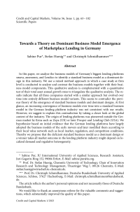 Towards a Theory on Dominant Business Model Emergence of Marketplace Lending in Germany