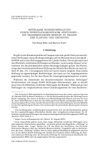 Mittelbare Bundesverwaltung durch öffentlich-rechtliche Stiftungen – Ein praxisbezogener Bericht zu Fragen der Planung und Gründung