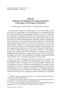 Editorial: Geförderte Beschäftigung für Langzeitarbeitslose: Erfahrungen, Bewertungen, Perspektiven