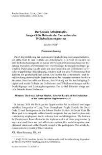 Der Soziale Arbeitsmarkt. Ausgewählte Befunde der Evaluation des Teilhabechancengesetzes