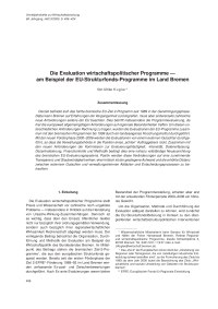 Die Evaluation wirtschaftspolitischer Programme — am Beispiel der EU-Strukturfonds-Programme im Land Bremen