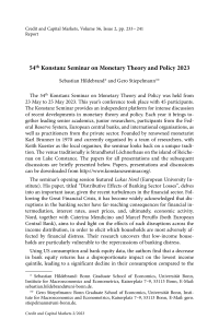 54th Konstanz Seminar on Monetary Theory and Policy 2023
