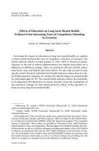 Effects of Education on Long-term Mental Health: Evidence From Increasing Years of Compulsory Schooling In Germany