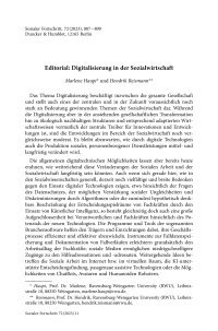 Editorial: Digitalisierung in der Sozialwirtschaft