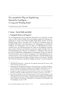 Der europäische Weg zur Regulierung Künstlicher Intelligenz – A Long and Winding Road?