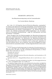 Begrenzte Abwägung. Das Menschenwürdeprinzip und die Unantastbarkeit