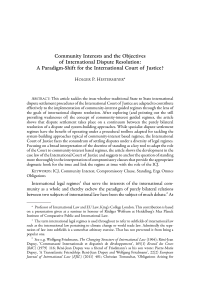 Community Interests and the Objectives of International Dispute Resolution: A Paradigm-Shift for the International Court of Justice?