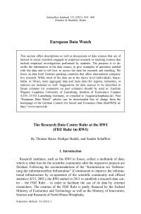 The Research Data Center Ruhr at the RWI (FDZ Ruhr im RWI)