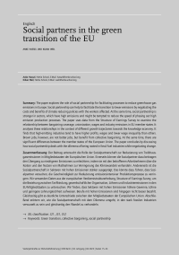 Social partners in the green transition of the EU