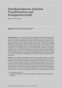 Interdependenzen zwischen Transformation und Sozialpartnerschaft