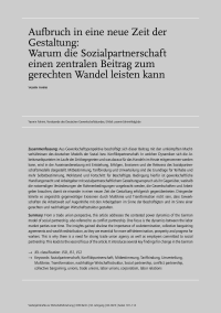 Aufbruch in eine neue Zeit der Gestaltung: Warum die Sozialpartnerschaft einen zentralen Beitrag zum gerechten Wandel leisten kann