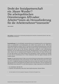 Droht der Sozialpartnerschaft ein ‚blaues Wunder‘? Die arbeitspolitischen Orientierungen AfD-naher Arbeiter*innen als Herausforderung für die Arbeiternehmer*innenseite