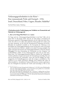 Verfassungsgerichtsbarkeit in der Krise? – Eine transnationale Probe aufs Exempel – USA, Israel, Deutschland, Polen, Ungarn, Ekuador, Südafrika*