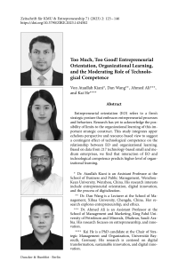 Too Much, Too Good! Entrepreneurial Orientation, Organizational Learning, and the Moderating Role of Technological Competence