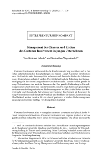 Management der Chancen und Risiken des Customer Involvement in jungen Unternehmen