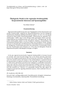 Ökologische Wende in der regionalen Strukturpolitik: Korporatistische Interessen und Spannungsfelder