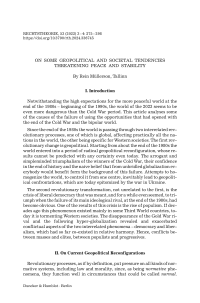 On Some Geopolitical and Societal Tendencies Threatening Peace and Stability