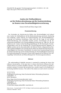 Analyse der Einflussfaktoren auf die Risikowahrnehmung und die Kaufentscheidung im Kontext einer Berufsunfähigkeitsversicherung