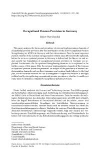 Occupational Pension Provision in Germany