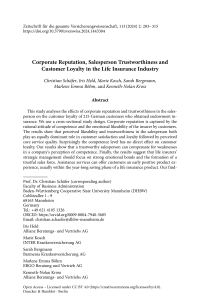 Corporate Reputation, Salesperson Trustworthiness and Customer Loyalty in the Life Insurance Industry