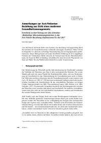 Anmerkungen zur Arzt-Patienten-Beziehung aus Sicht eines modernen Gesundheitsmanagements