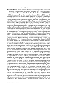 Tobias Kaiser: Parlamentarische Polizeigewalt im europäischen Kontext. Eine politische Kulturgeschichte (Beiträge zur Geschichte des Parlamentarismus und der politischen Parteien, 187).