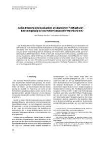 Akkreditierung und Evaluation an deutschen Hochschulen — Ein Königsweg für die Reform deutscher Hochschulen?