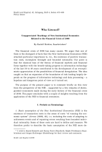 Who Listened? Unappreciated Teachings of New Institutional Economics Related to the Financial Crisis 2008