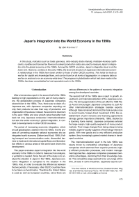 Japan's Integration into the World Economy in the 1990s