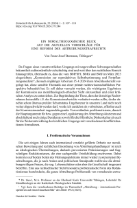 Ein moraltheologischer Blick auf die aktuellen Vorschläge für eine Reform des Abtreibungsstrafrechts