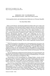 Resilienz und Vulnerabilität des freiheitlichen Verfassungsstaates