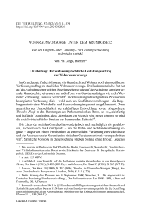 Wohnraumvorsorge unter dem Grundgesetz