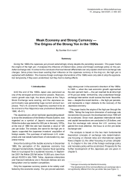 Weak Economy and Strong Currency — The Origins of the Strong Yen in the 1990s