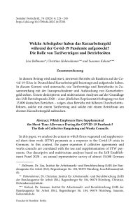 Welche Arbeitgeber haben das Kurzarbeitergeld während der Covid-19 Pandemie aufgestockt? Die Rolle von Tarifverträgen und Betriebsräten