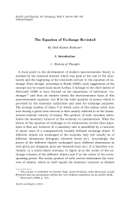 The Equation of Exchange Revisited