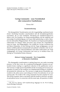 Caring Community – neue Vereinbarkeit oder restaurativer Familialismus