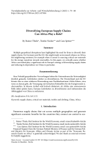 Diversifying European Supply Chains: Can Africa Play a Role?