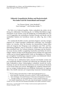 Editorial: Geopolitische Risiken und Realwirtschaft: Was ändert sich für Deutschland und Europa?