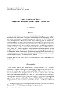 Money in an Actant World: Comparative Notes on Currency, Agency and Sociality