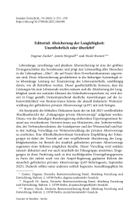 Editorial: Absicherung der Langlebigkeit: Unentbehrlich oder überlebt?